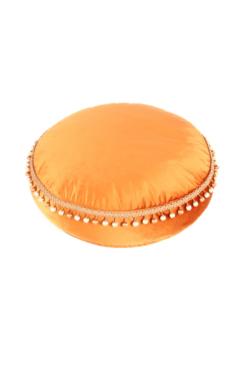Poefkruk, fluweelzacht, oosters design, brons, rond, Ø 65 cm