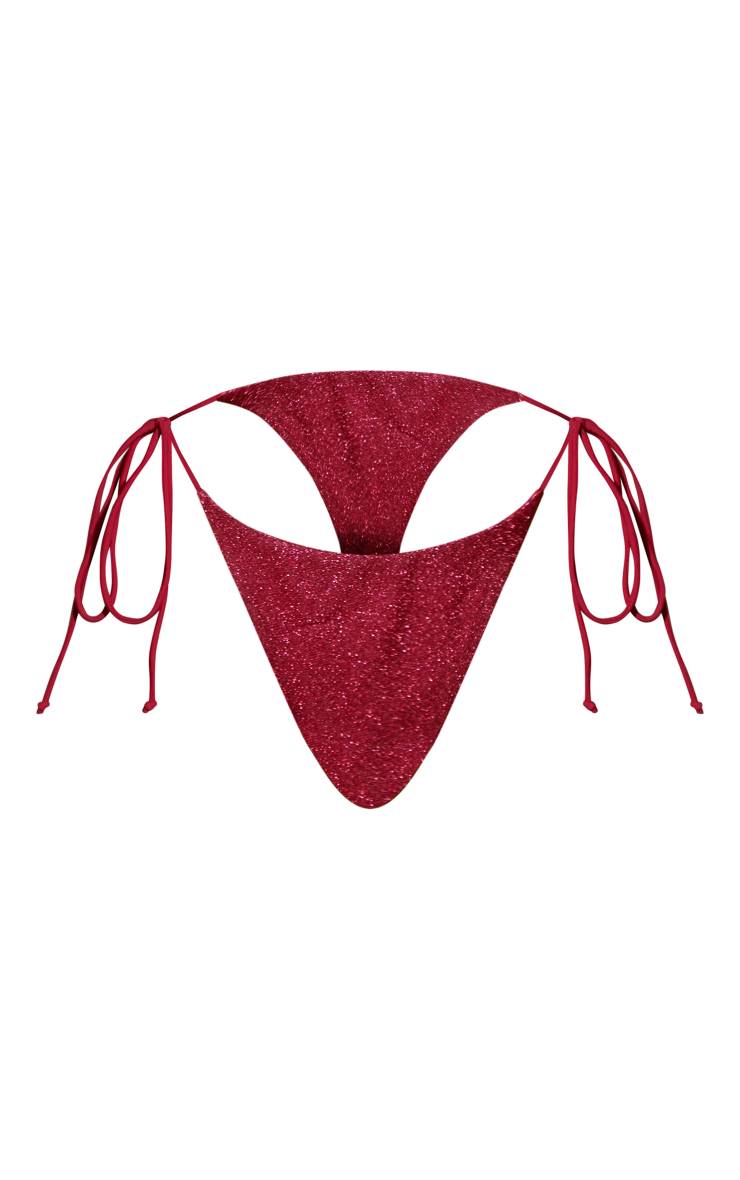 Cerise Bas De Bikini Rouge Cerise À Liens Latéraux