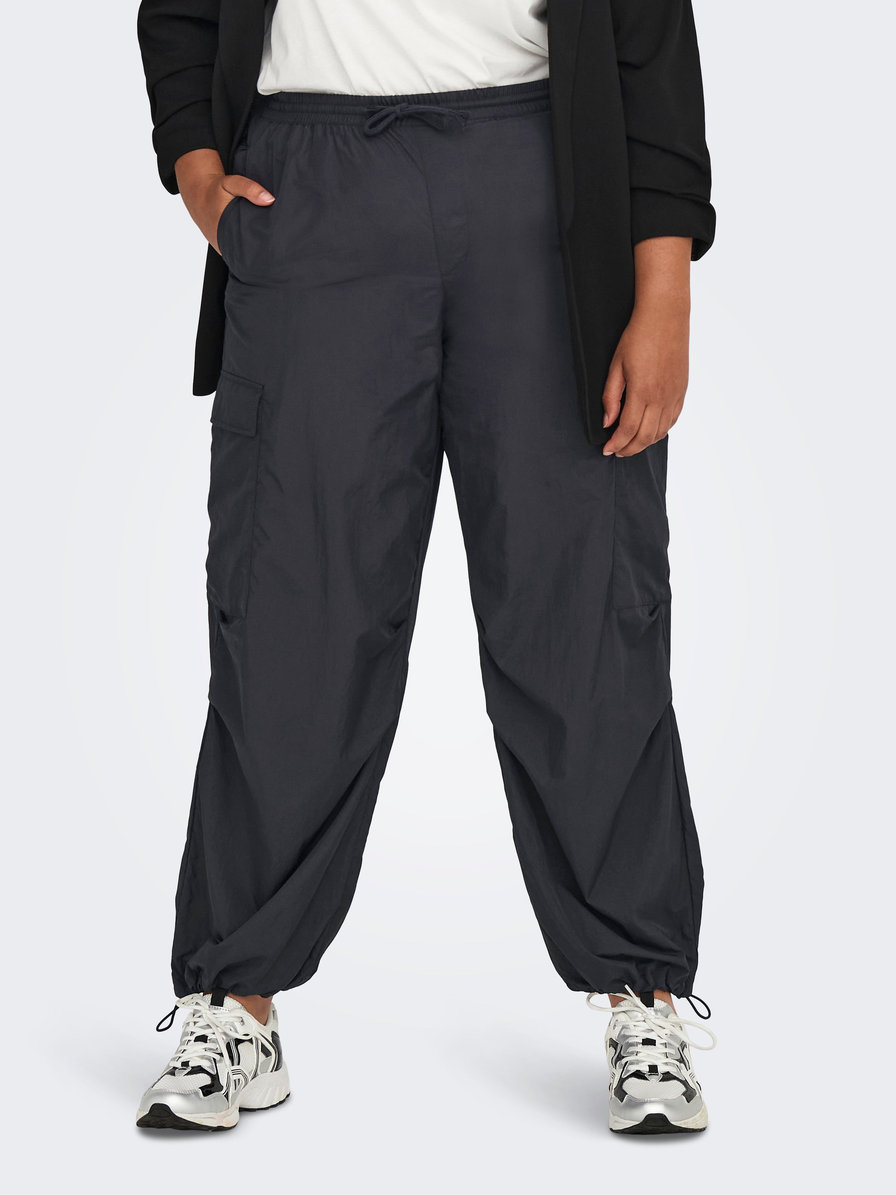 CARJOANNE Mittlere Taille Locker geschnitten Cargo-Hose Phantom