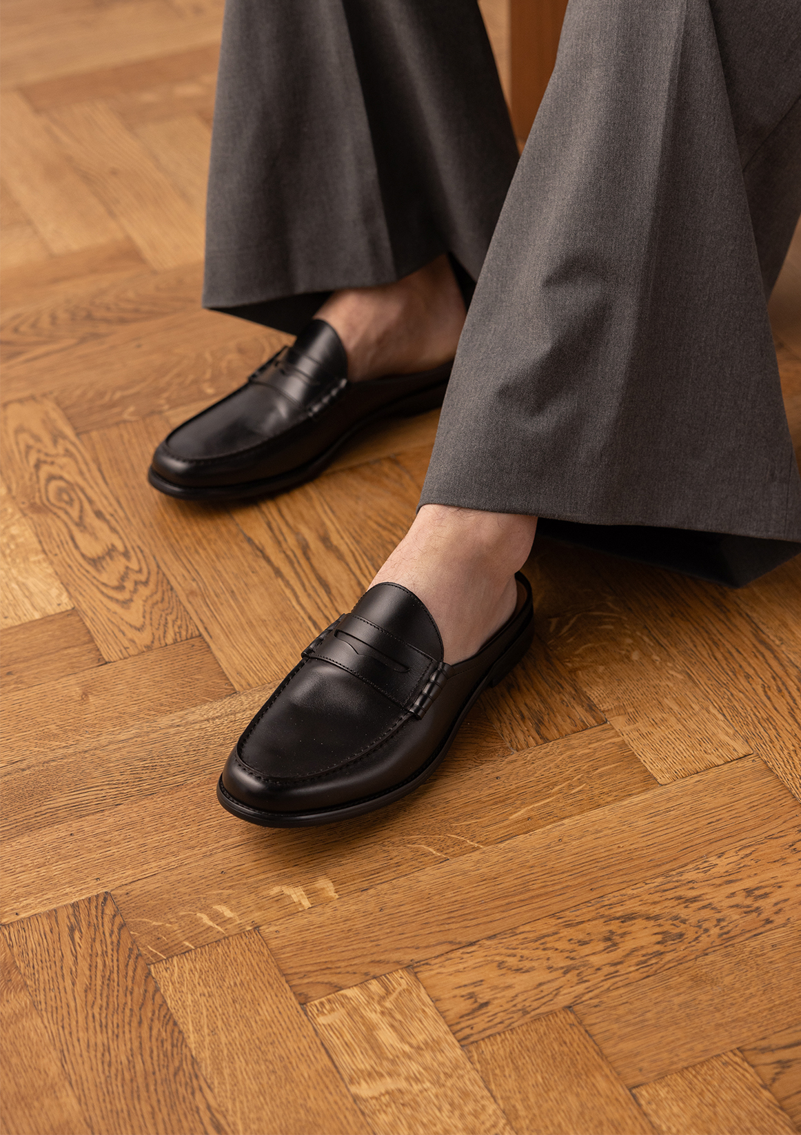 Zwarte leren loafers