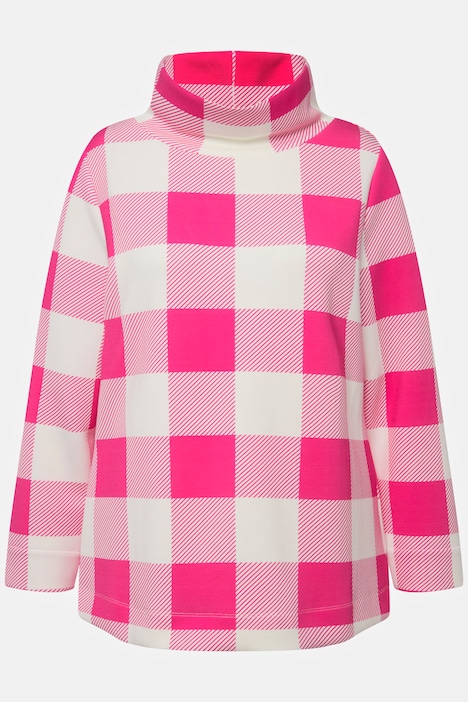 Sweatshirt, XL-Vichykaro Stehkragen, Langarm, Modalmix