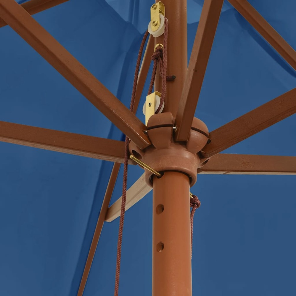 Parasol de jardin avec mât en bois 299 x 240 cm bleu