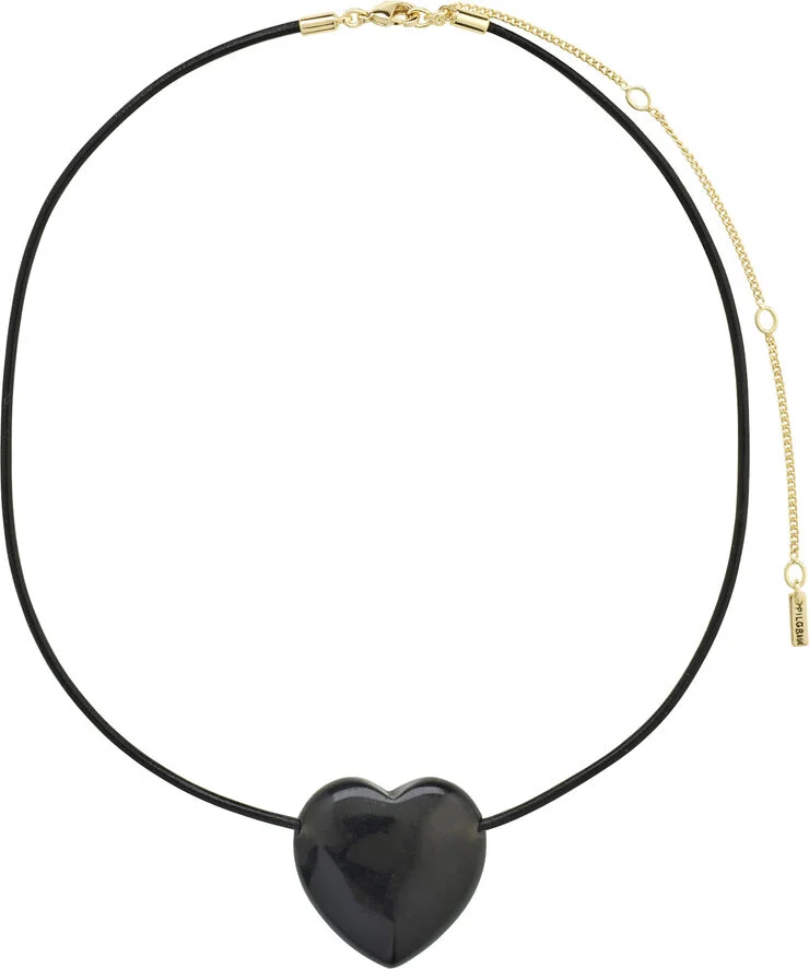 Pilgrim STAY black agate necklace gold-plated Guld