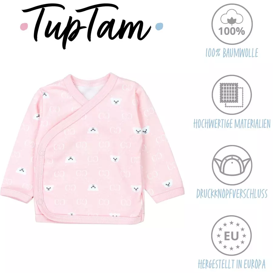 TupTam Baby Mädchen Langarm Wickelshirt 5er Set rosablau