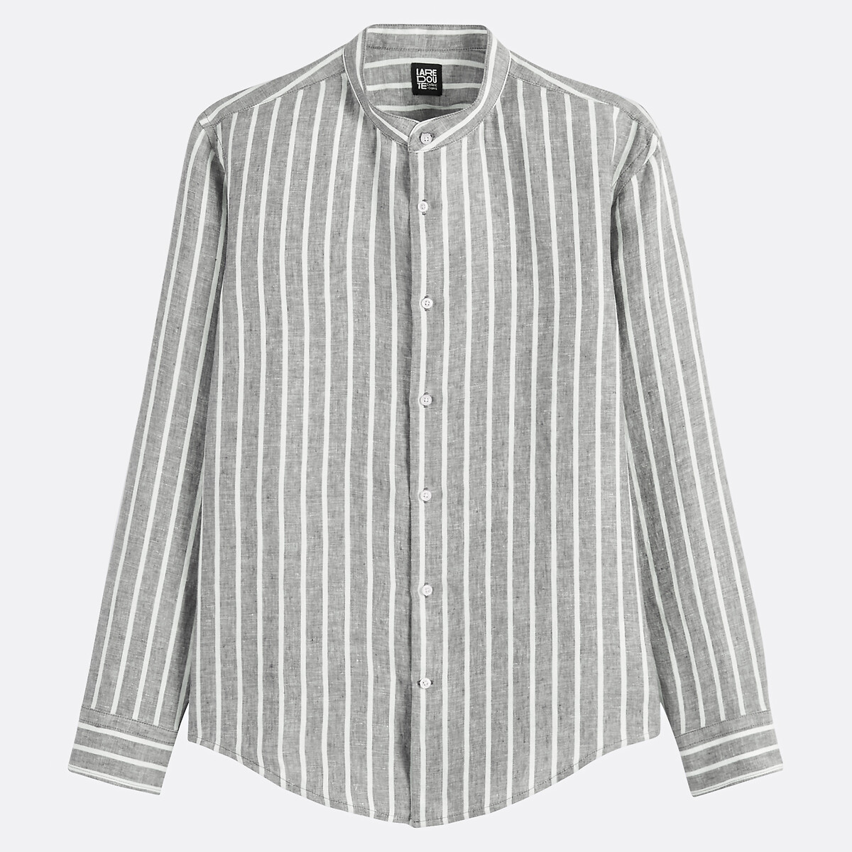 COLEÇÃO LA REDOUTE<br>Camisa de linho com riscas retas e gola alta