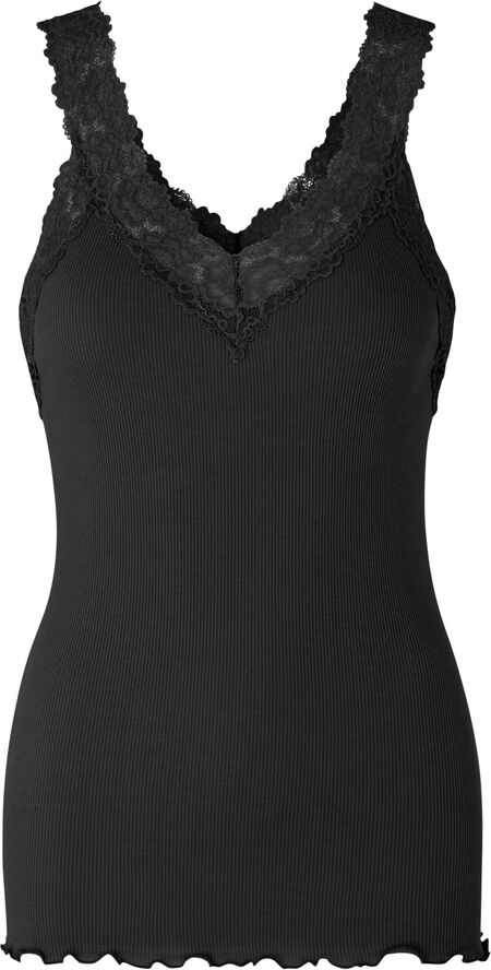 Rosemunde Organic top v-neck regular w/lace Sort