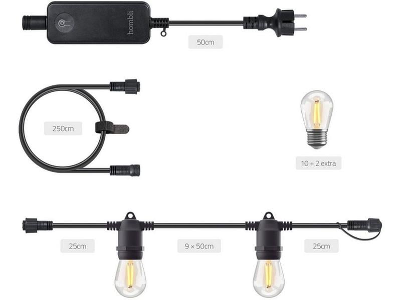 hombli Gartenleuchte String Light 12 LEDs, 5m, Warmweiss Smart Outdoor Lichterkette
