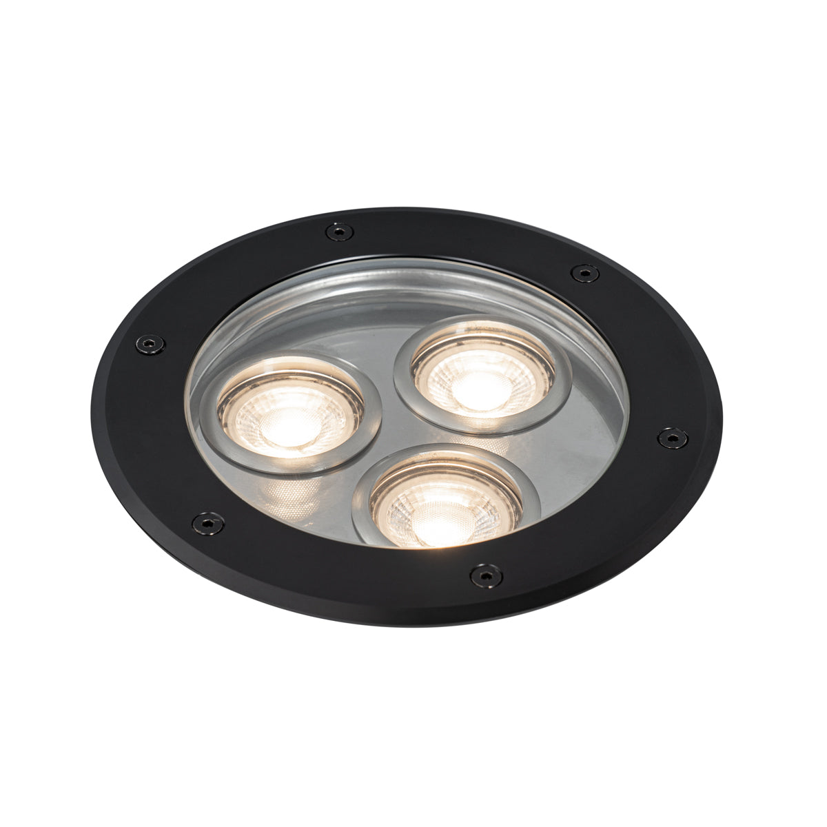 QAZQA Set van 3 moderne grondspots zwart 3-lichts IP65 - Tribus