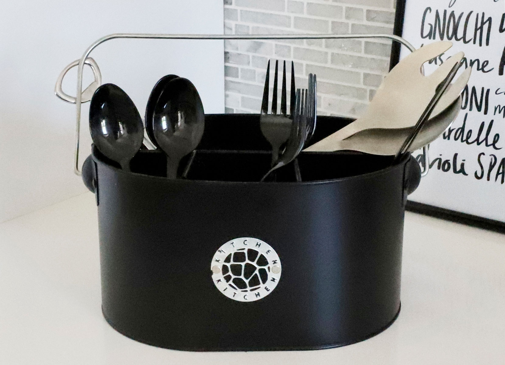 Besteckhalter Black-Line aus Metall 28x13x19cm
