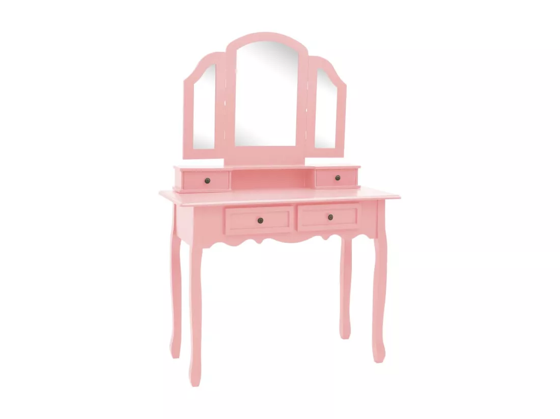 Ensemble de coiffeuse et tabouret Rose 100x40x146 cm Paulownia