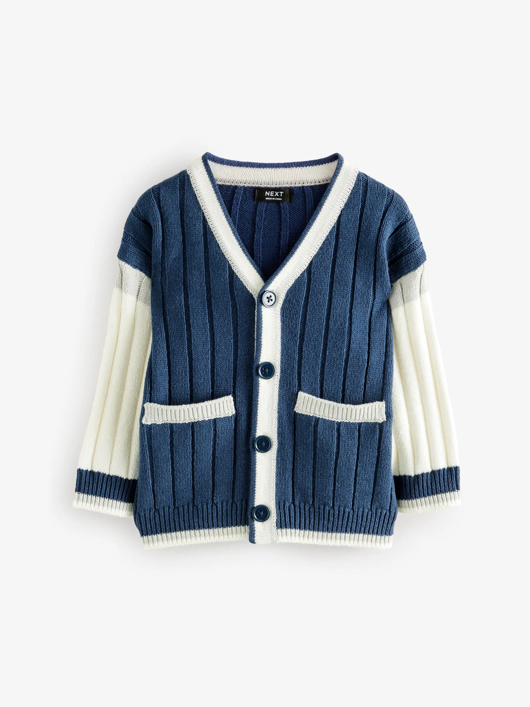 Donkerblauw - Gebreid varsity vest (3mnd -7jr)