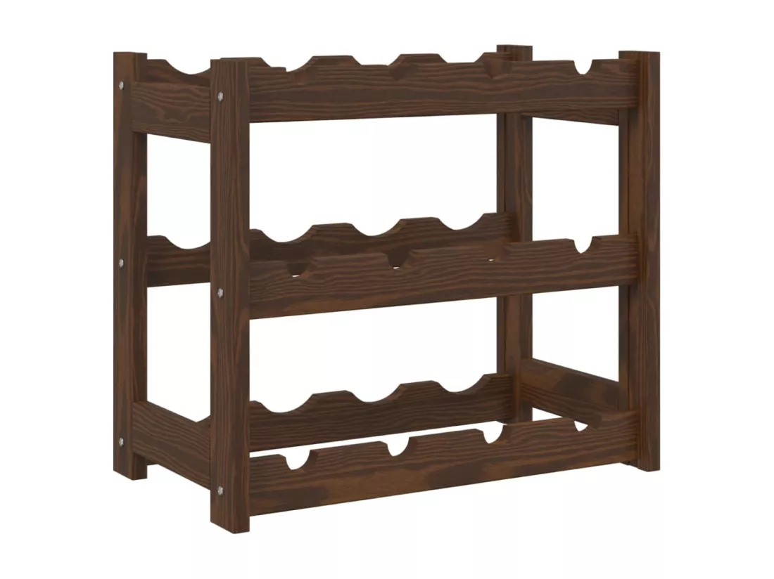 Casier à bouteilles pour 12 bouteilles marron bois pin solide