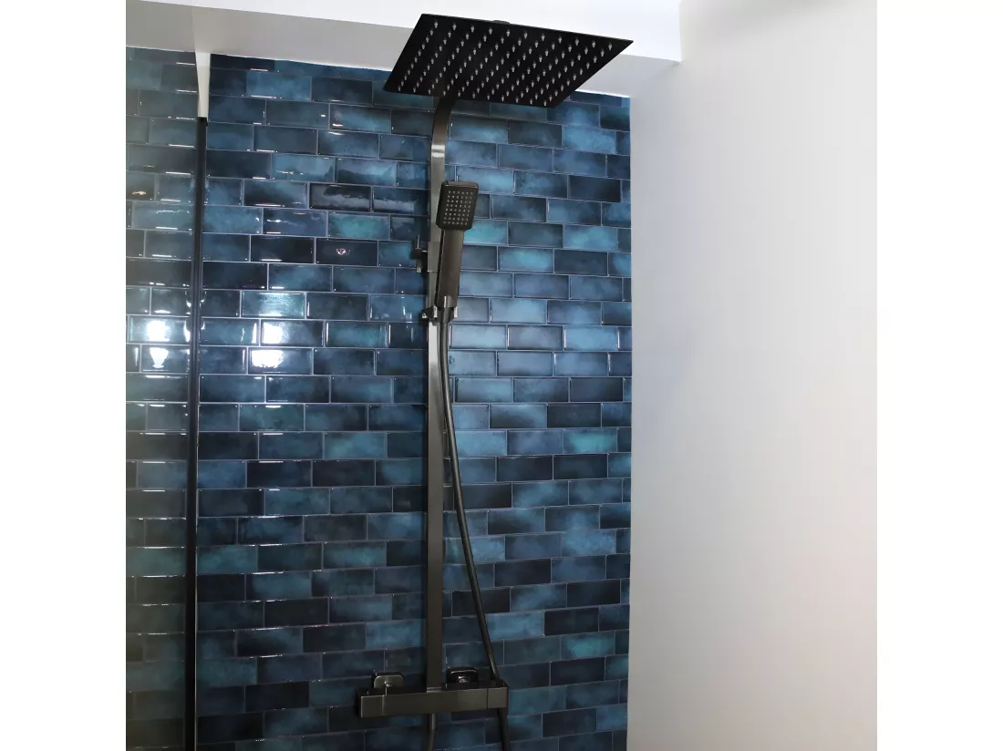 Quartos colonne de douche avec thermostatique 300 gris gun métal - Essebagno