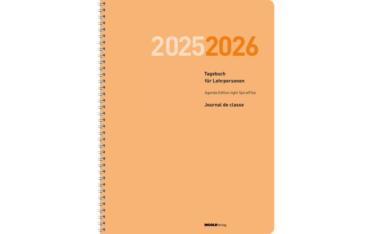Tagesagenda Edition light Spiral 2025/2026, HellorangeDas Spiral-Tagebuch für Lehrerinnen und Lehrer, mit Datum, ohne Verzeichnis