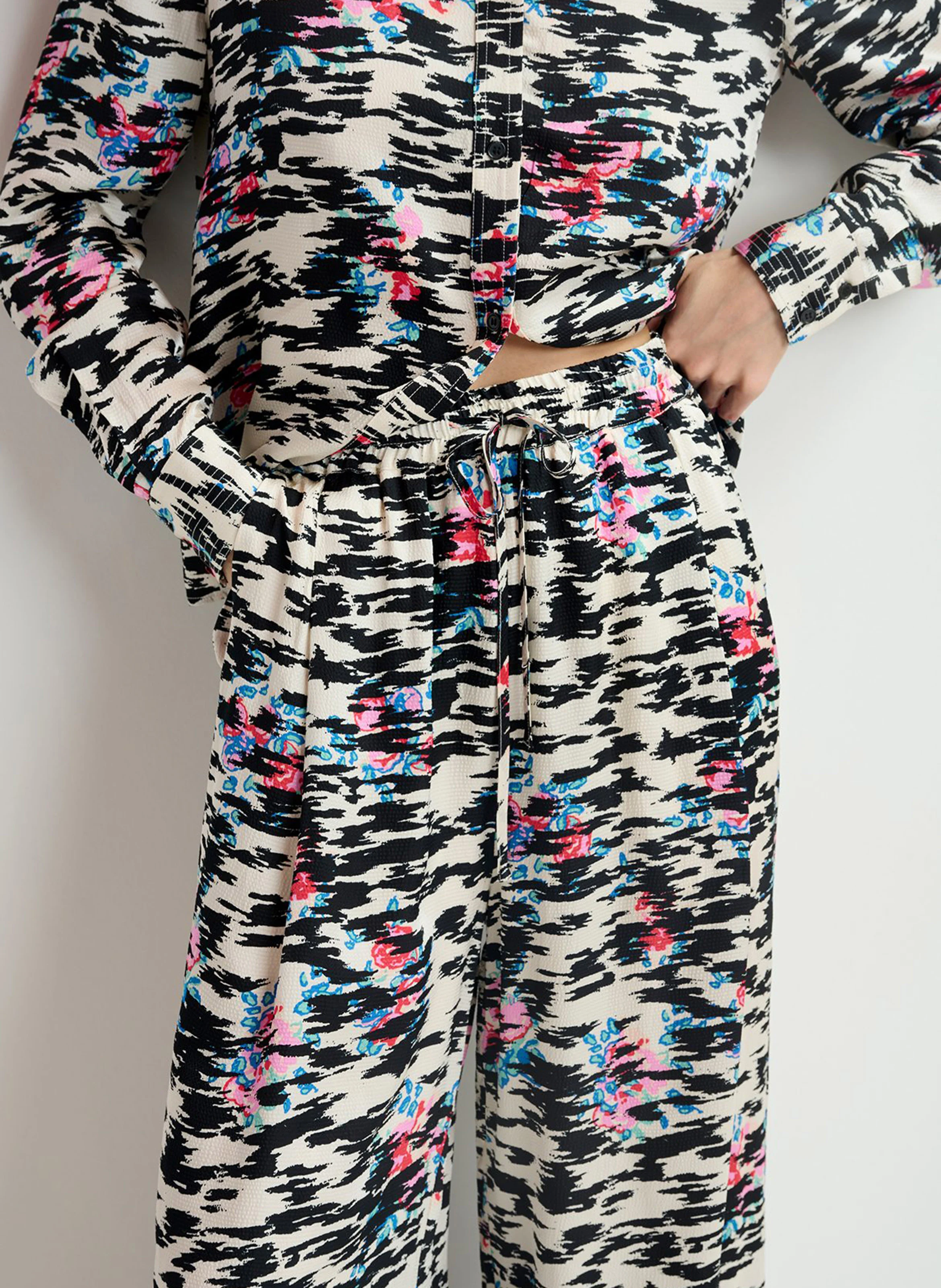 HELENA - Pantalon large taille haute | Blanc