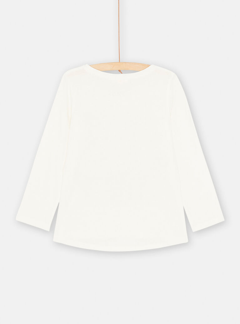 T-shirt écru à animation chat pour fille