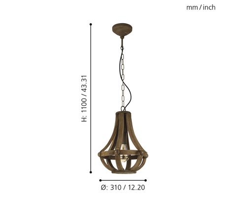 1-lamps hanglamp Ø 31 cm bruin
