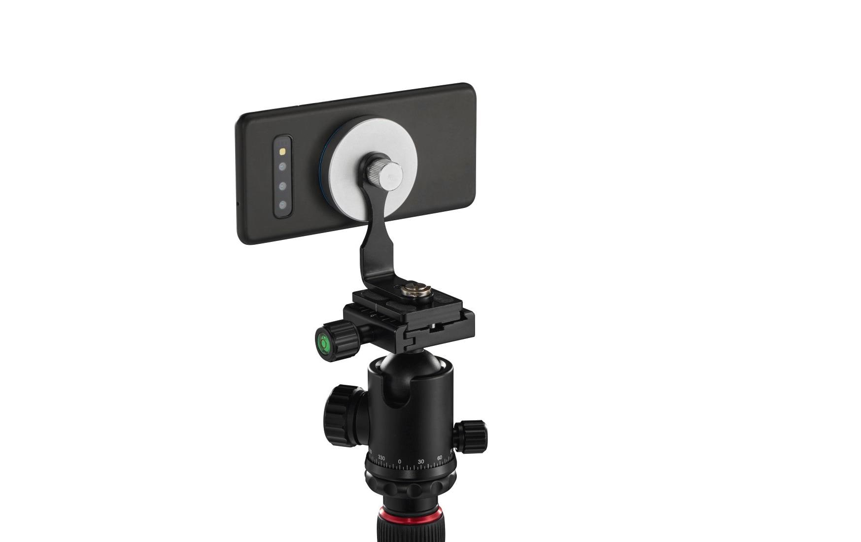 Halterung Handy «Puck» magnetisch, universalKompakter Magnet-Halter zur sicheren Befestigung eines Smartphones an Kamerastative und ¼“-Anschlüsse