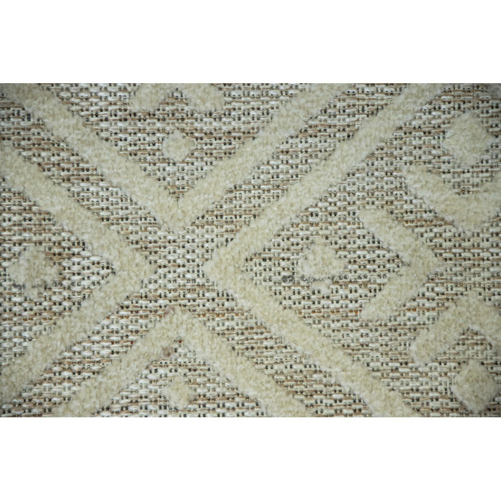 Tapis de salon, chambre poils ras jute motifs ethniques blanc et beige scandinave 150x200cm- décoration- mobilier d'intérieur