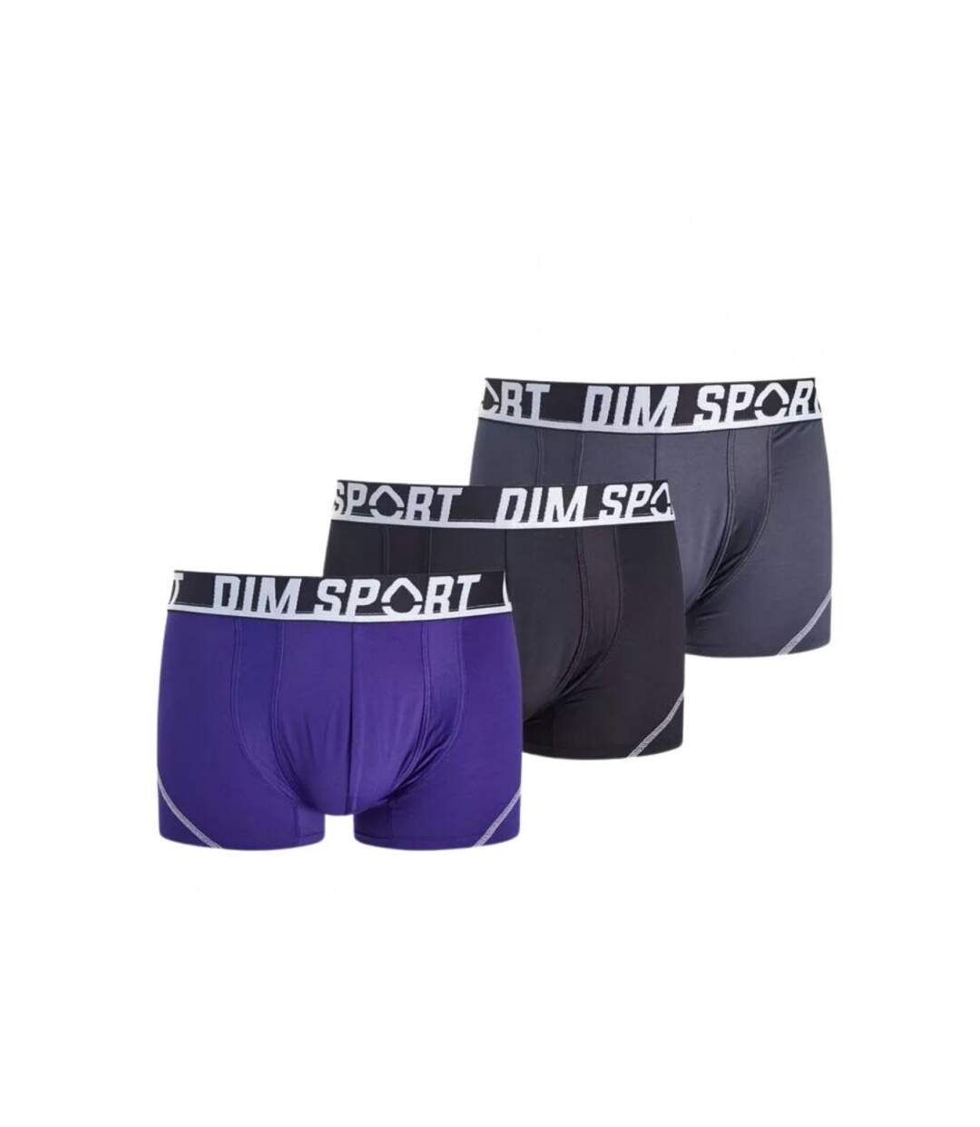 DIM Lot de 3 Boxers Homme Microfibre SÉCHAGE RAPIDE Noir Gris Violet