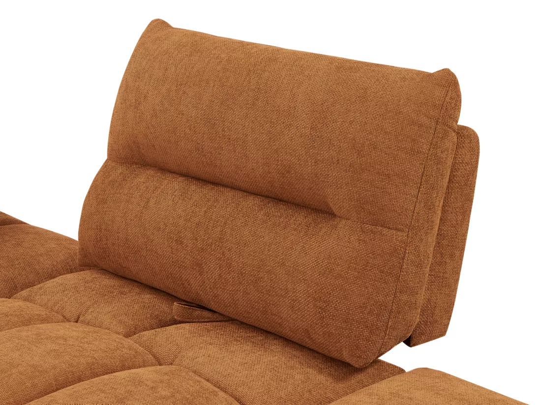 Fauteuil d'angle dossier avance-recule en tissu texturé terracotta APOLIU