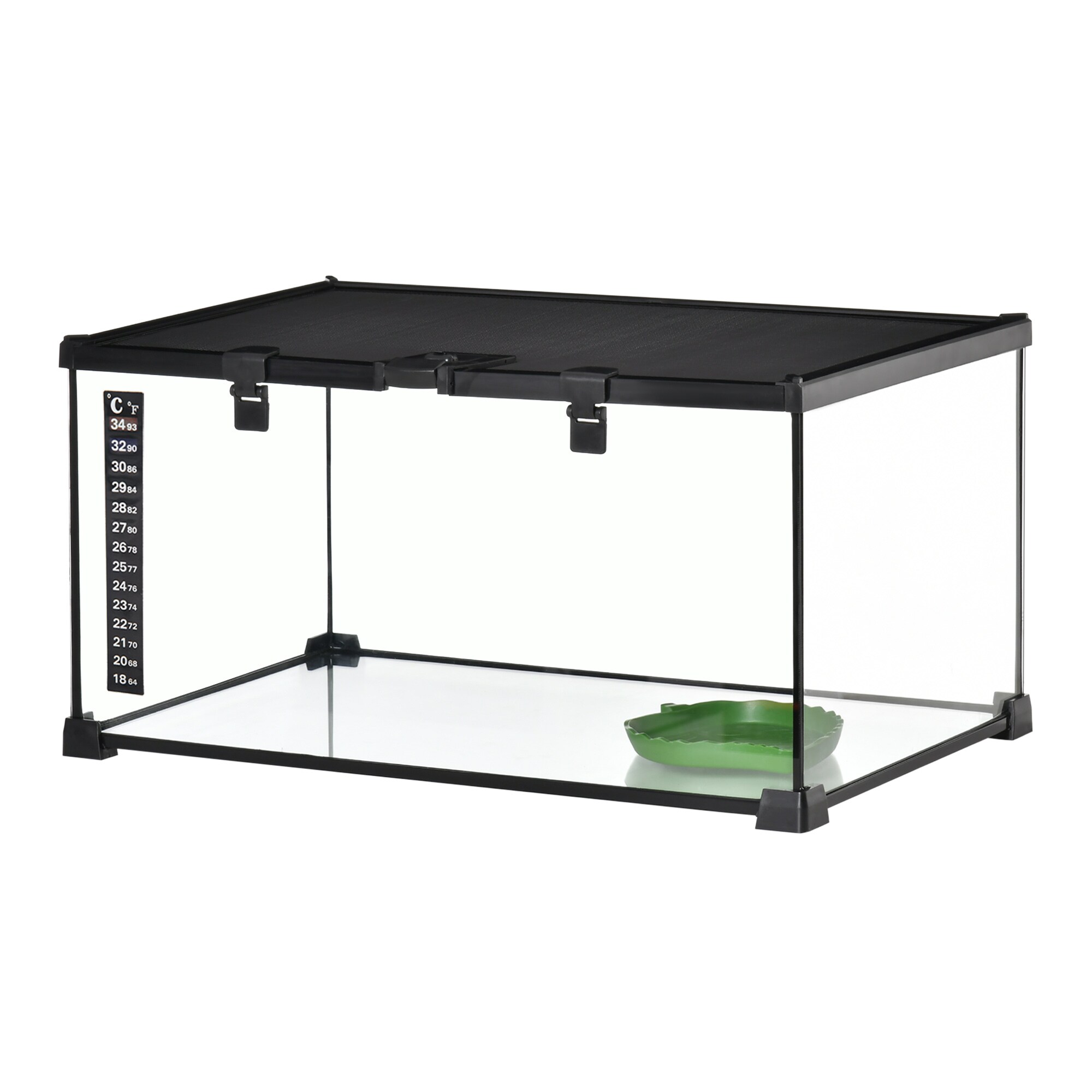 PawHut Terrarium mit abschließbarem Meshdeckel schwarz 50L x 30B x 25H cm