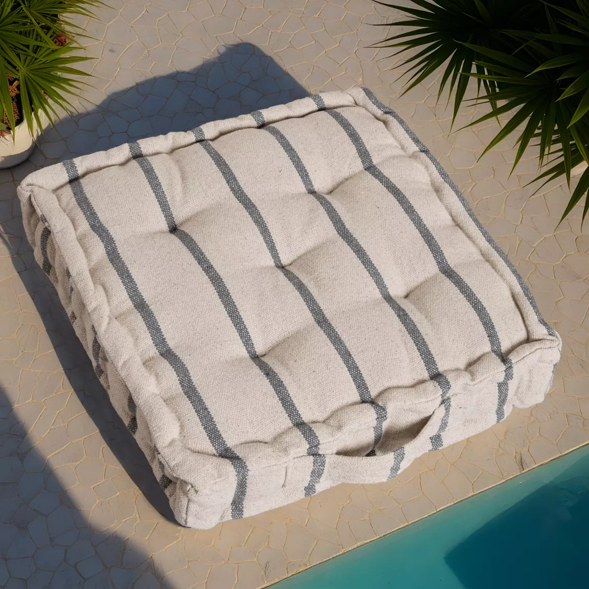 Coussin de sol extérieur toile de coton (45 x 45 cm) Ocealys Gris anthracite