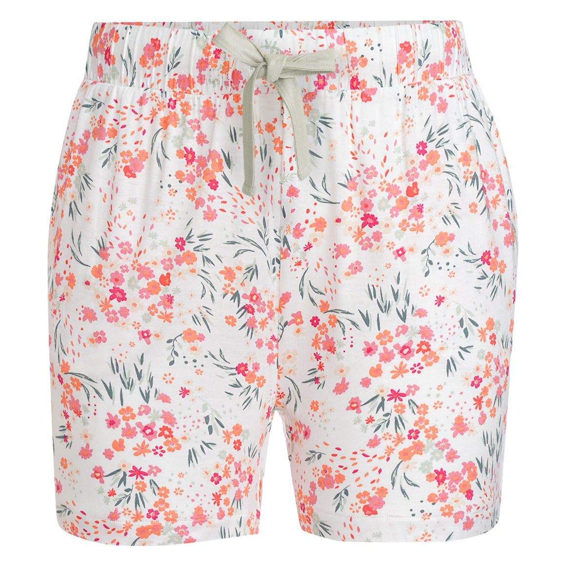 Gina Benotti Damen Schlafshorts mit Blumen allover weiss