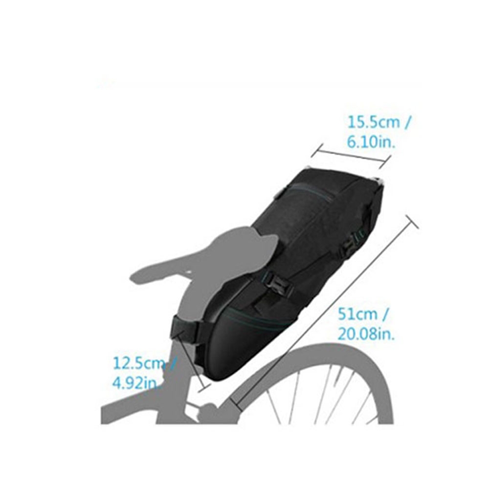 (10L) Wasserfeste Universal Gravel Bike Satteltasche für das Fahrrad / Velo - Schwarz