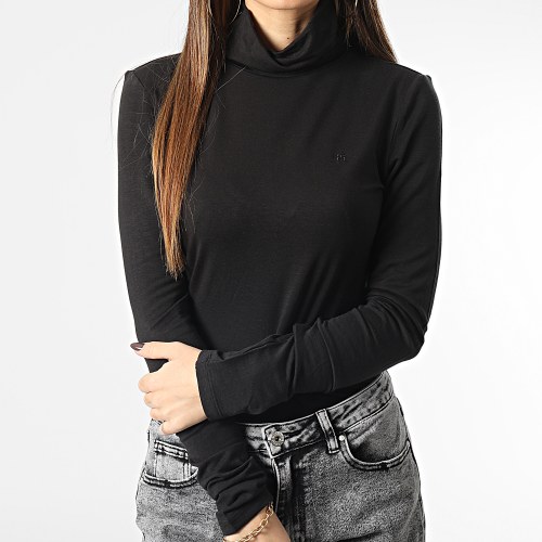 Tee Shirt Manches Longues Col Roulé Femme 6138 Noir