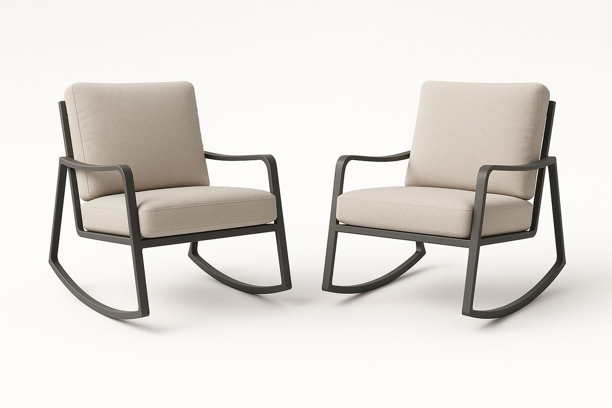 Set aus 2 Schaukelstühlen Aluminiumrahmen Polyesterkissen Beige