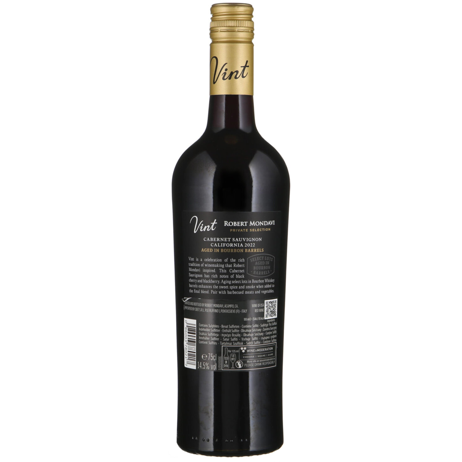 Cabernet Sauvignon California Robert Mondavi Private Selection aged in Bourbon Barrels Vint -75cl