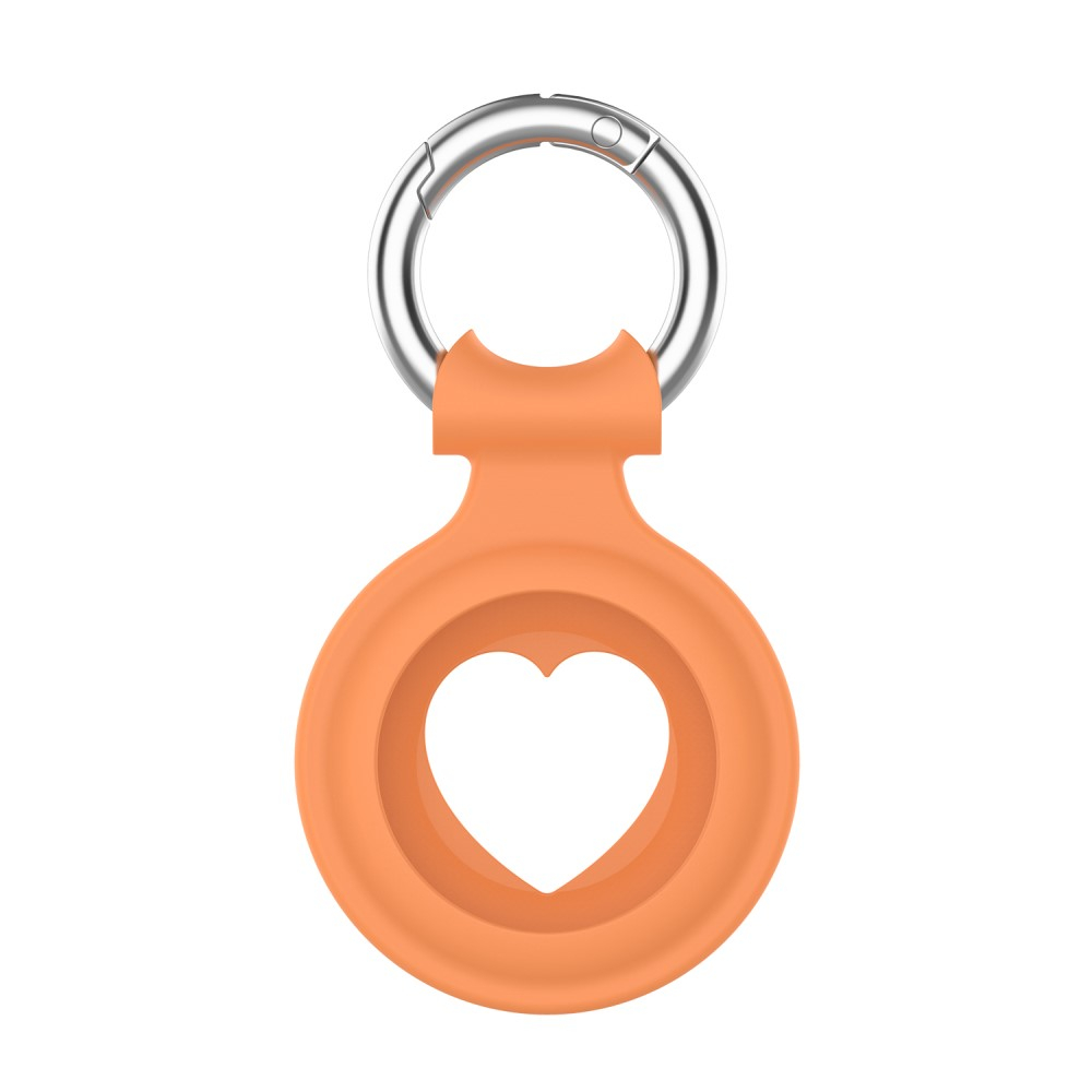 Apple AirTag Anhänger Silikon Case Hülle Herzausschnitt Schlüsselanhänger mit Schlüsselring - Orange