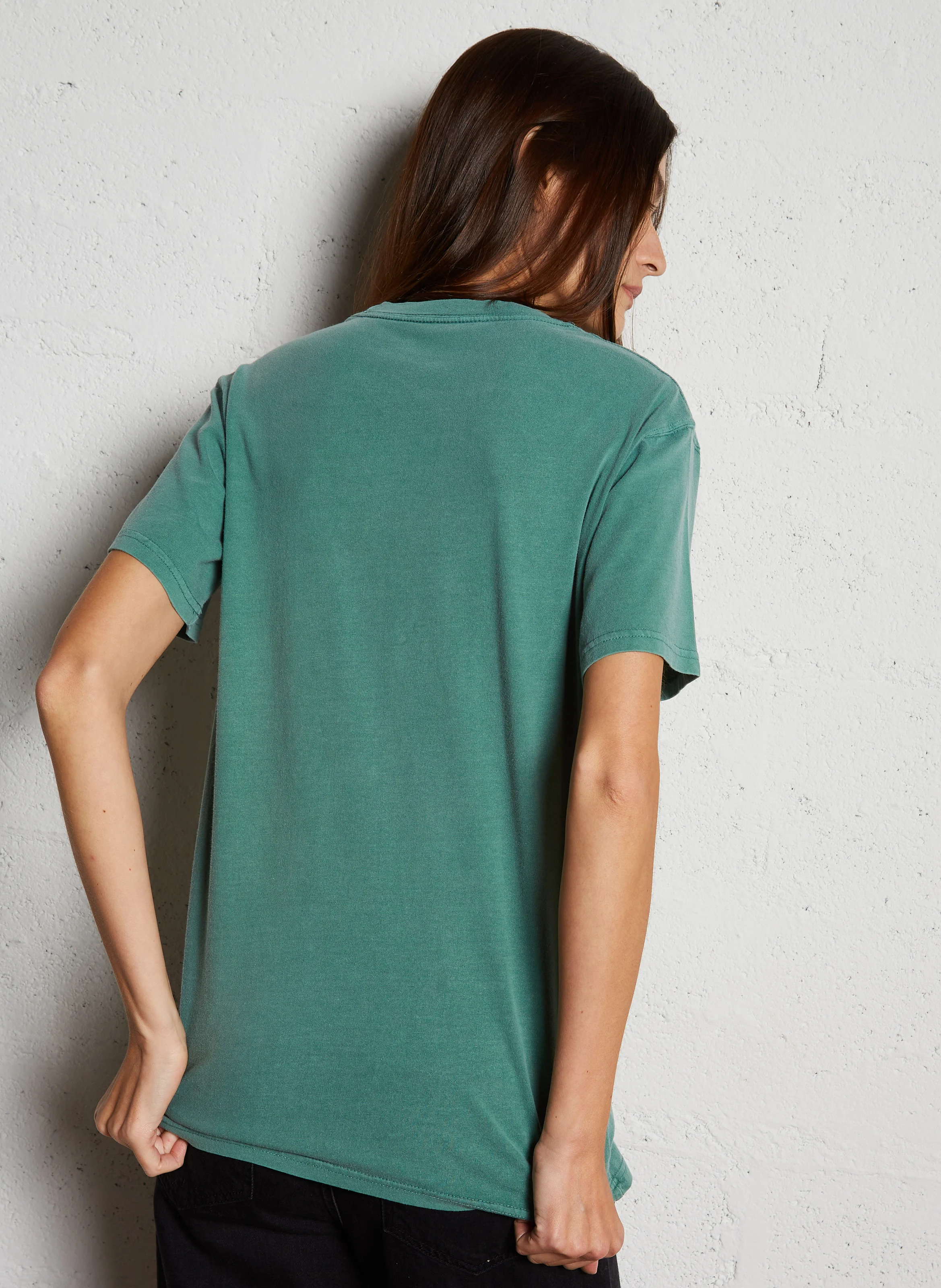 TRUCKER UNIVERSITY - Tee-shirt droit col rond sérigraphie à paillettes en coton | Vert