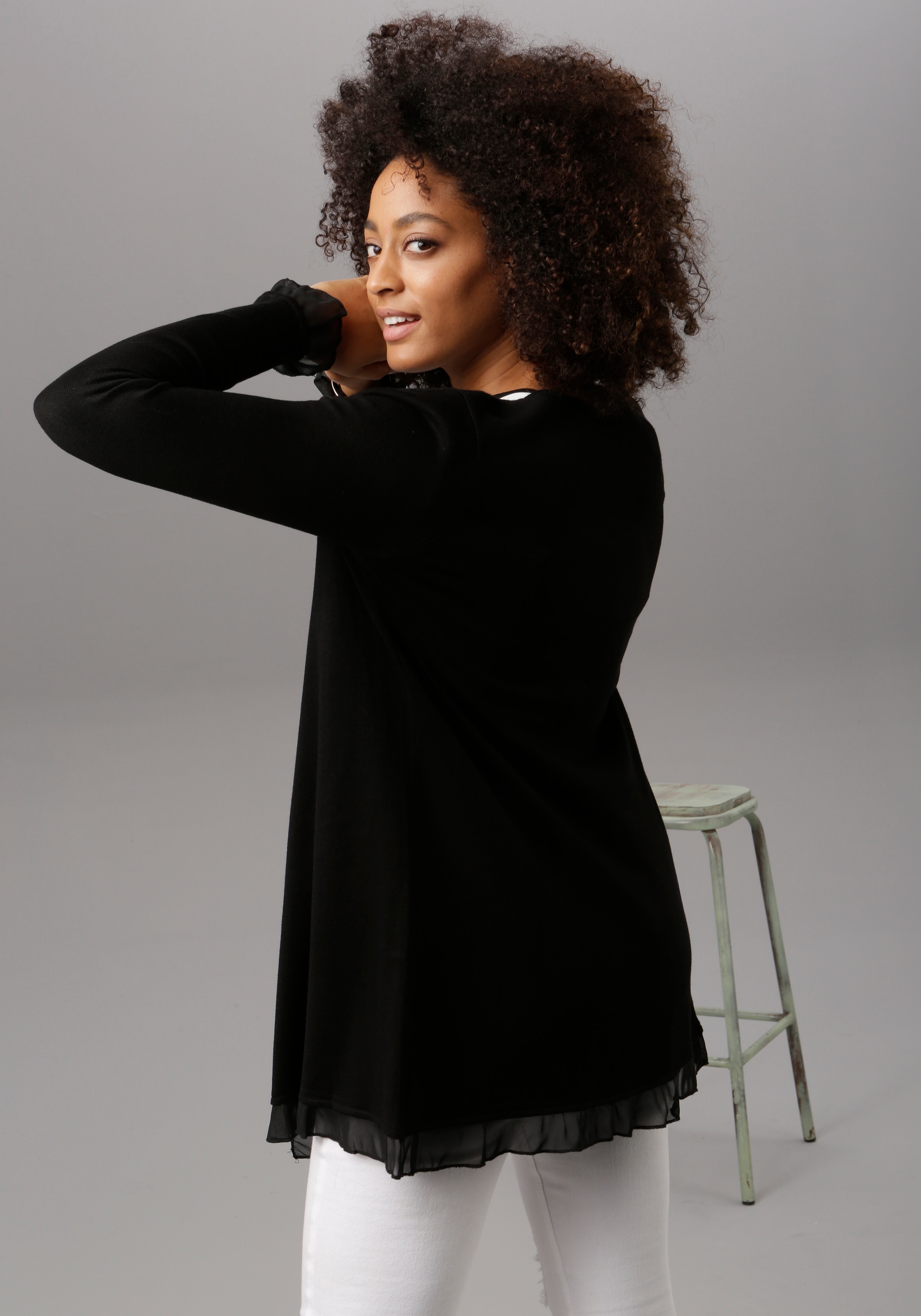 Aniston SELECTED Cardigan , mit Chiffon-Abschlüssen