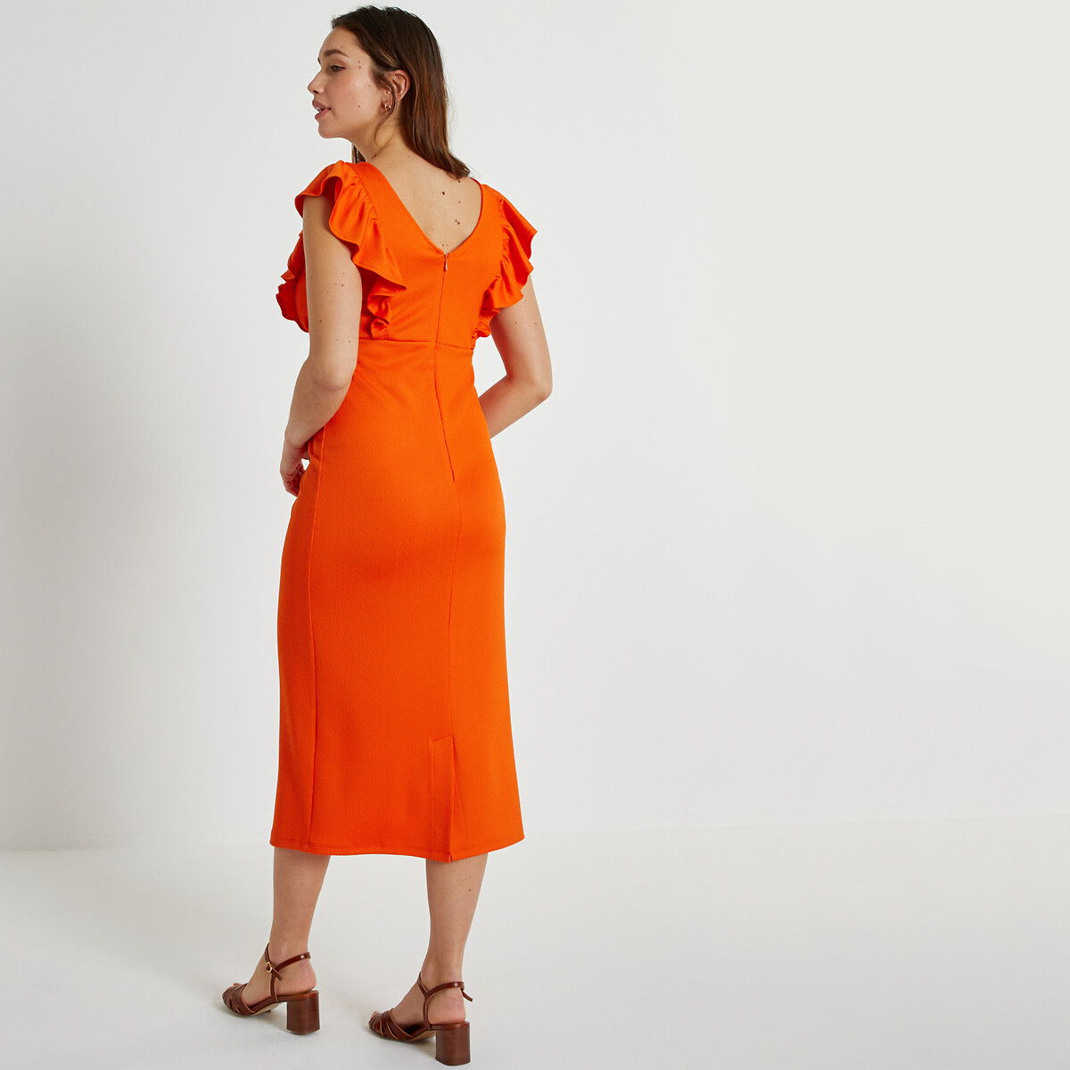 COLEÇÃO LA REDOUTE<br>Vestido de maternidade sem mangas com babados em jérsei
