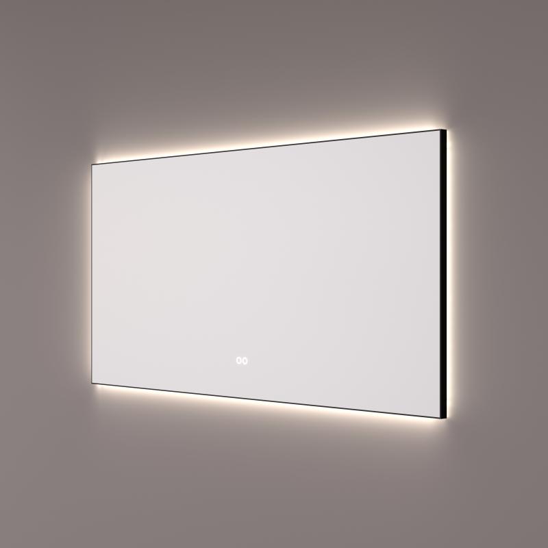 Hipp Design 12500 spiegel mat zwart 100x70cm met backlight en spiegelverwarming