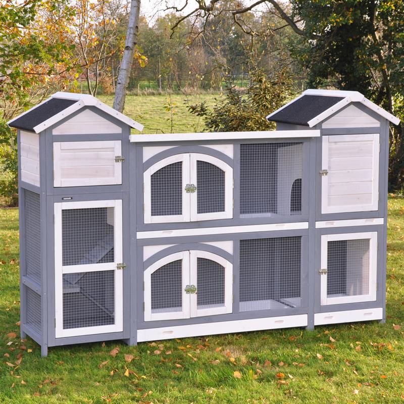 Nanook XXL Kleintierstall grau weiß 189x43x127 cm