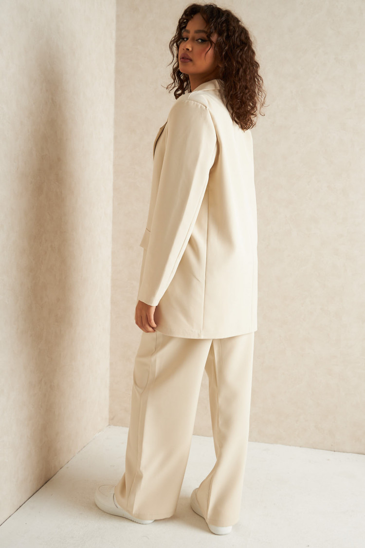 Ensemble 2 pièces blazer + pantalon tailleur beige