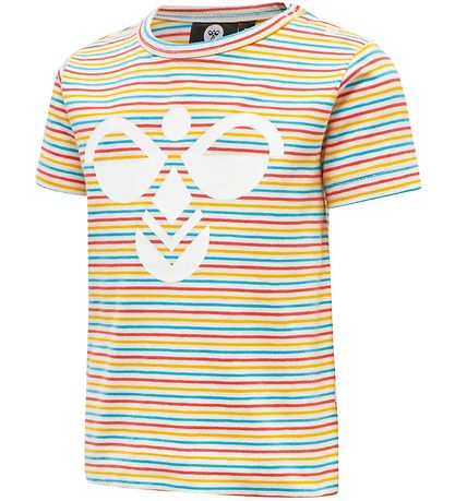 Hummel T-Shirt - hmlAlex - Weiß m. Streifen