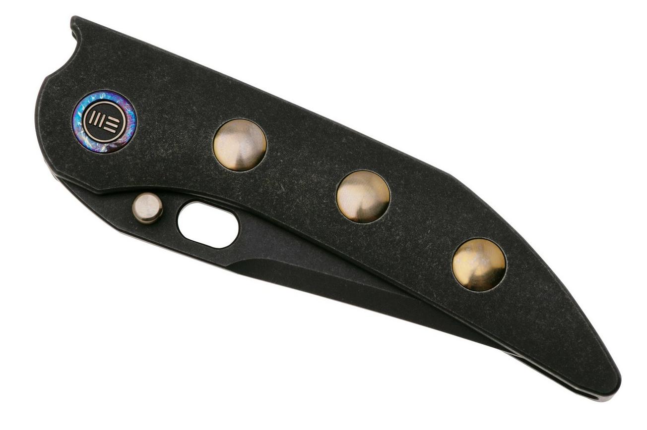 WE Knife Attor WE23037-1 Black Stonewashed CPM 20CV, Black Titanium, Golden Titanium Inlay zakmes, Dalibor Bergam design