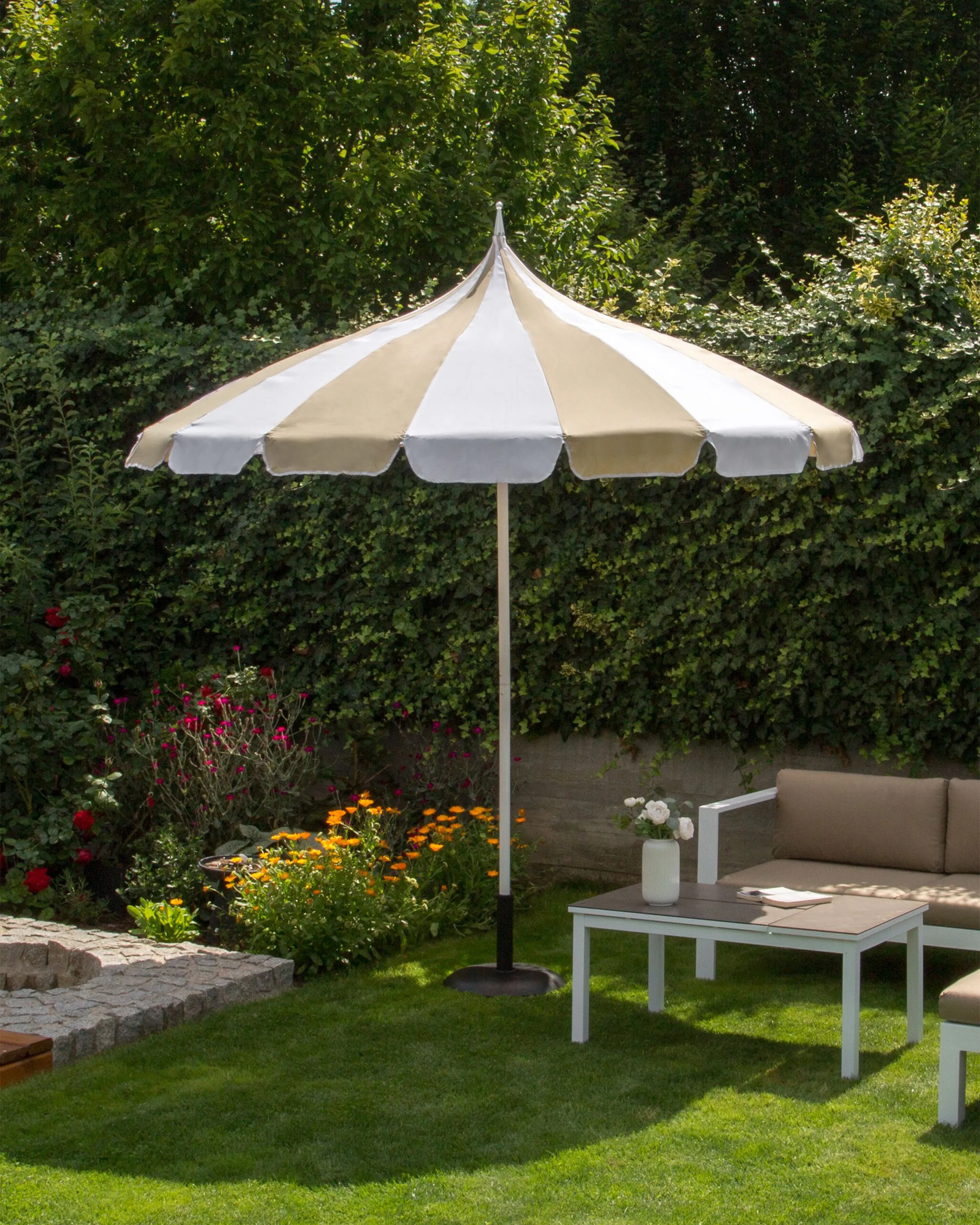 Parasol 245 cm MINOA Wit/beige