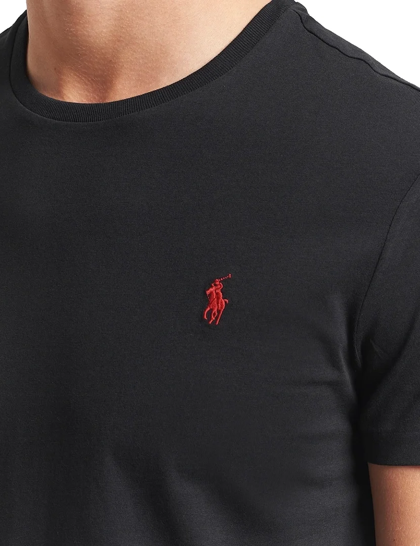 Slim Fit Black T-Shirt Red Logo