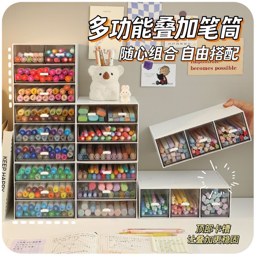 Momoi - Plastic Acryl Bureau Organizer Lade / Sticker / Set