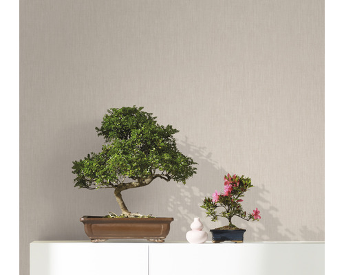 Vliesbehang 33327 Botanica Uni textiellook beige crème