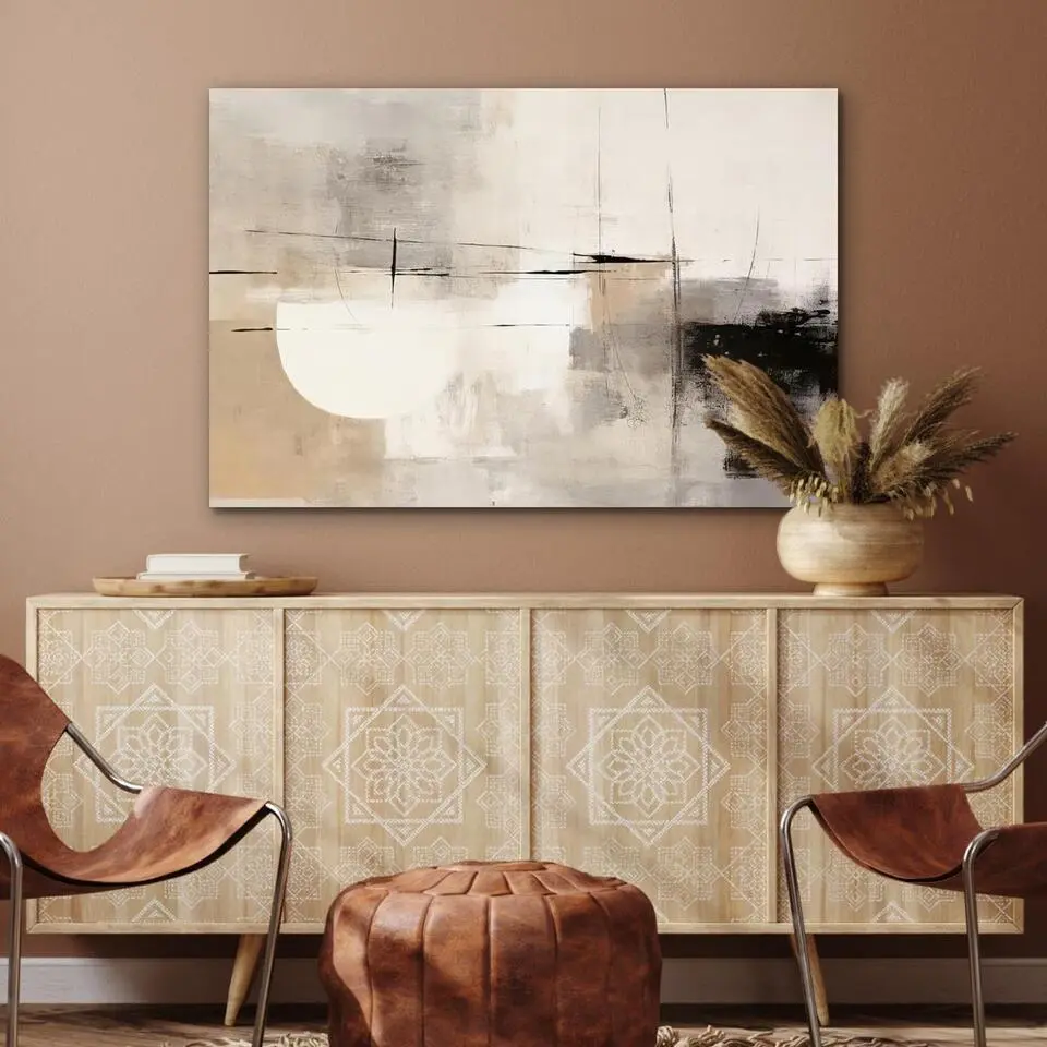 MuchoWow Aluminium Schilderij 120x80cm Abstract Kunst Grijs