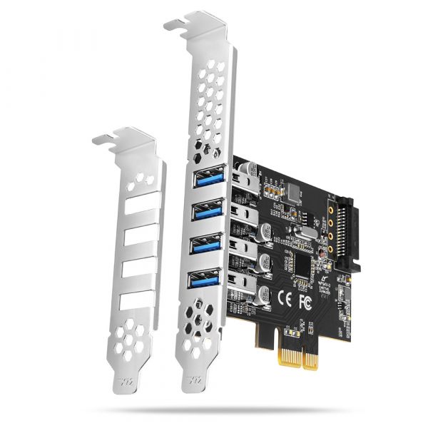 AXAGON Adaptador PCIe PCEU-43RS, 4x USB3.0 UASP VIA, 15-pin SATA