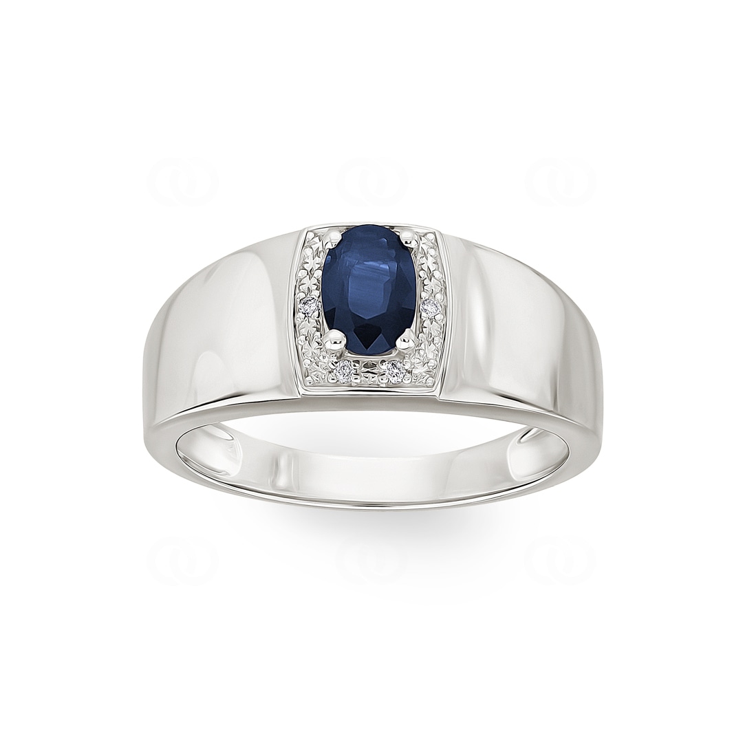 Damenring 750/18 K Weissgold mit Saphir 0.56ct. und Diamanten 0.02ct.