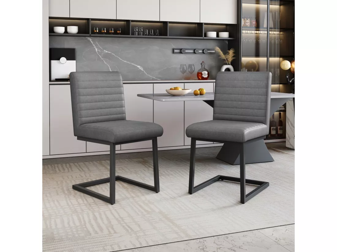 Lot de 6 chaises cantilever en velours et pieds en métal, chaise de salon moderne, ergonomie, 55x43x83cm, Gris