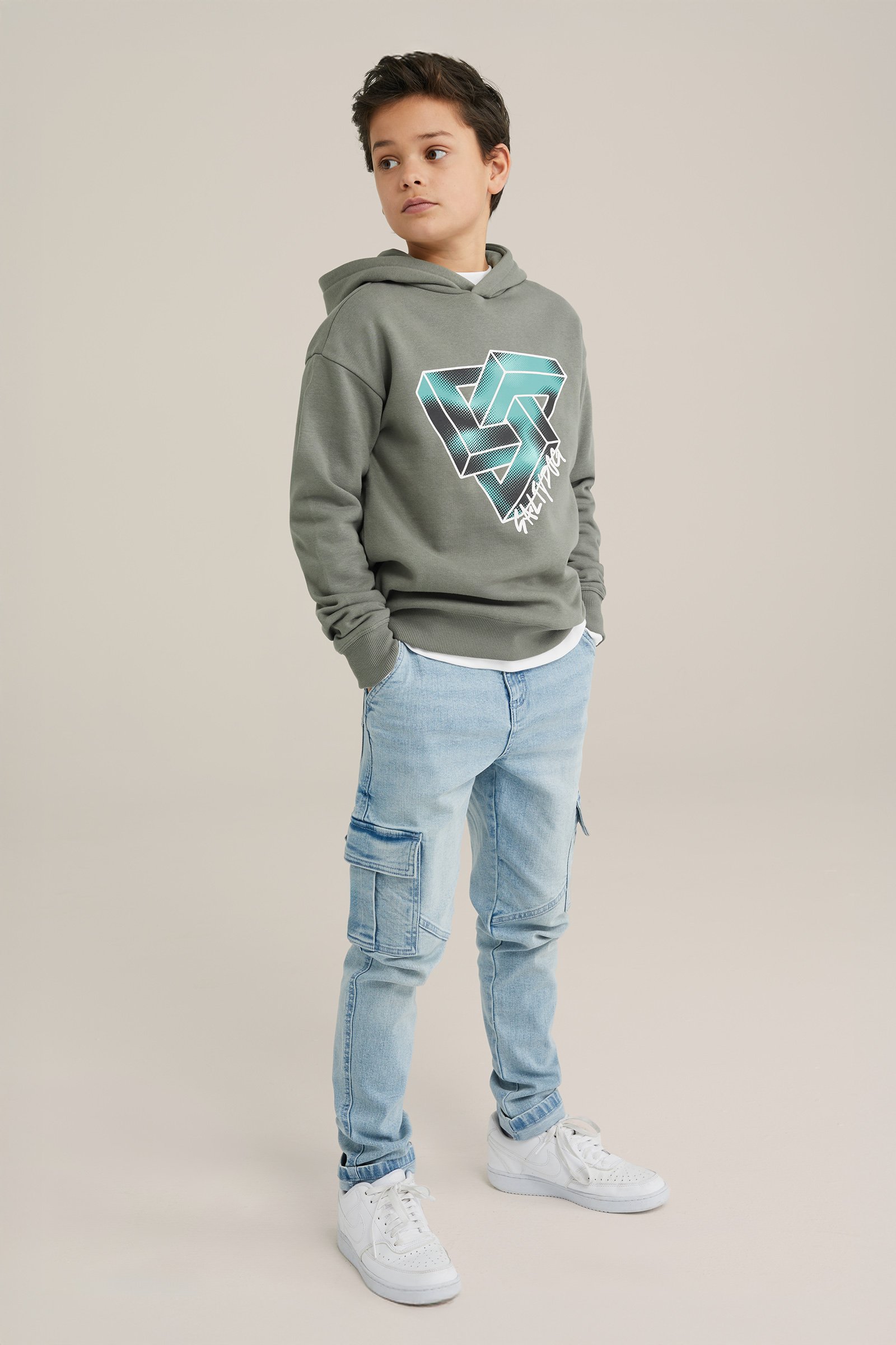 Jongens hoodie met opdruk Salty Dog Mosgroen